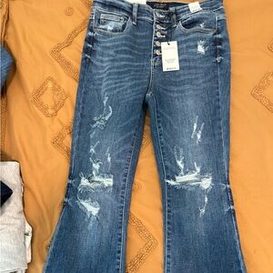 Dark Blue Distressed Judy Blue Jeans